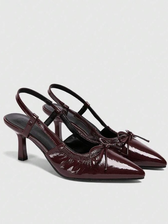 Shoes - Burgundy maroon faux leather slingback heels